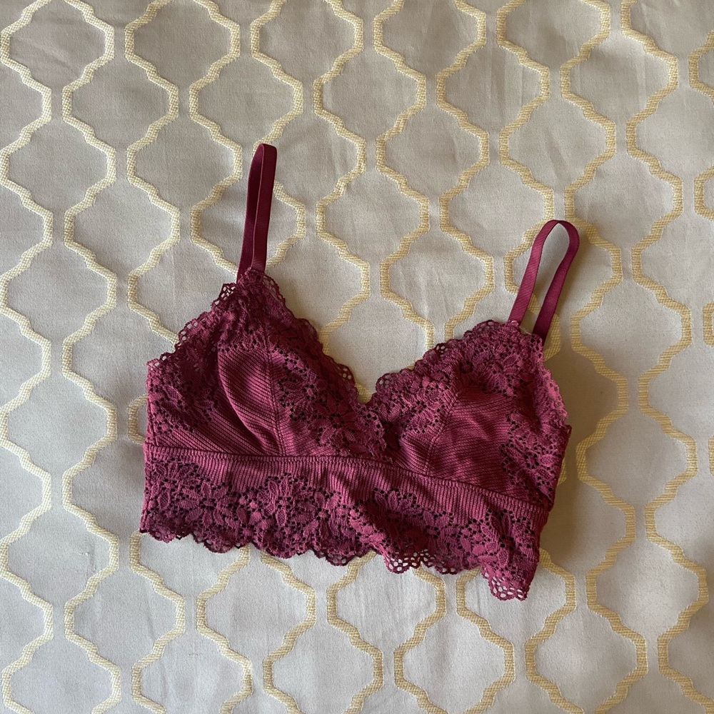 Aerie Cranberry Red Lace Bralette Sz XS